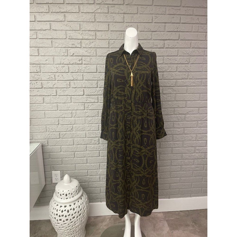 Richard Allen Long Sleeve Collared Midi Dress Size 0
